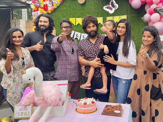 Celebration On Allu Arha is Last Day at Shaakunthalam